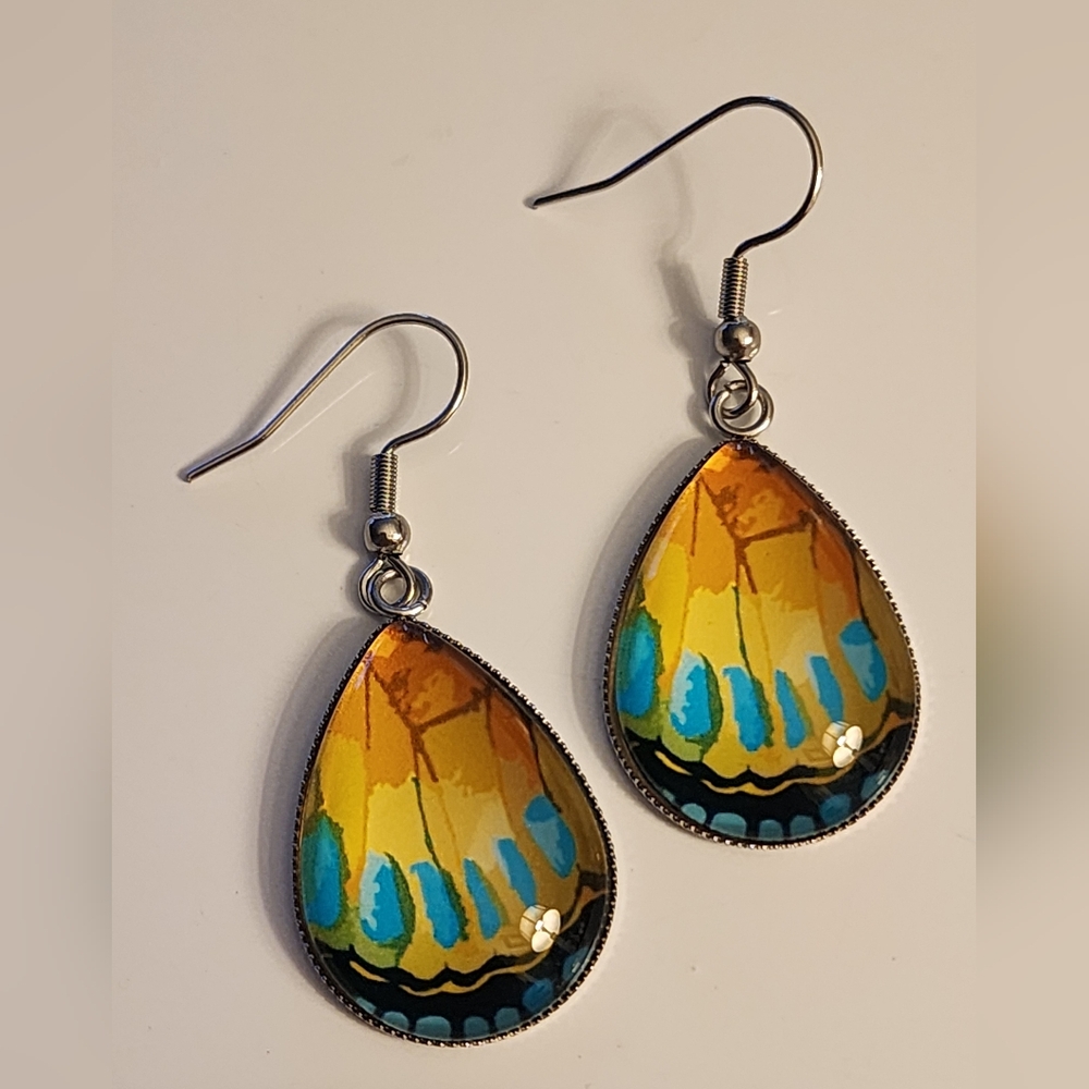 Monarch Butterfly Teardrop multicolor Acrylic Earrings